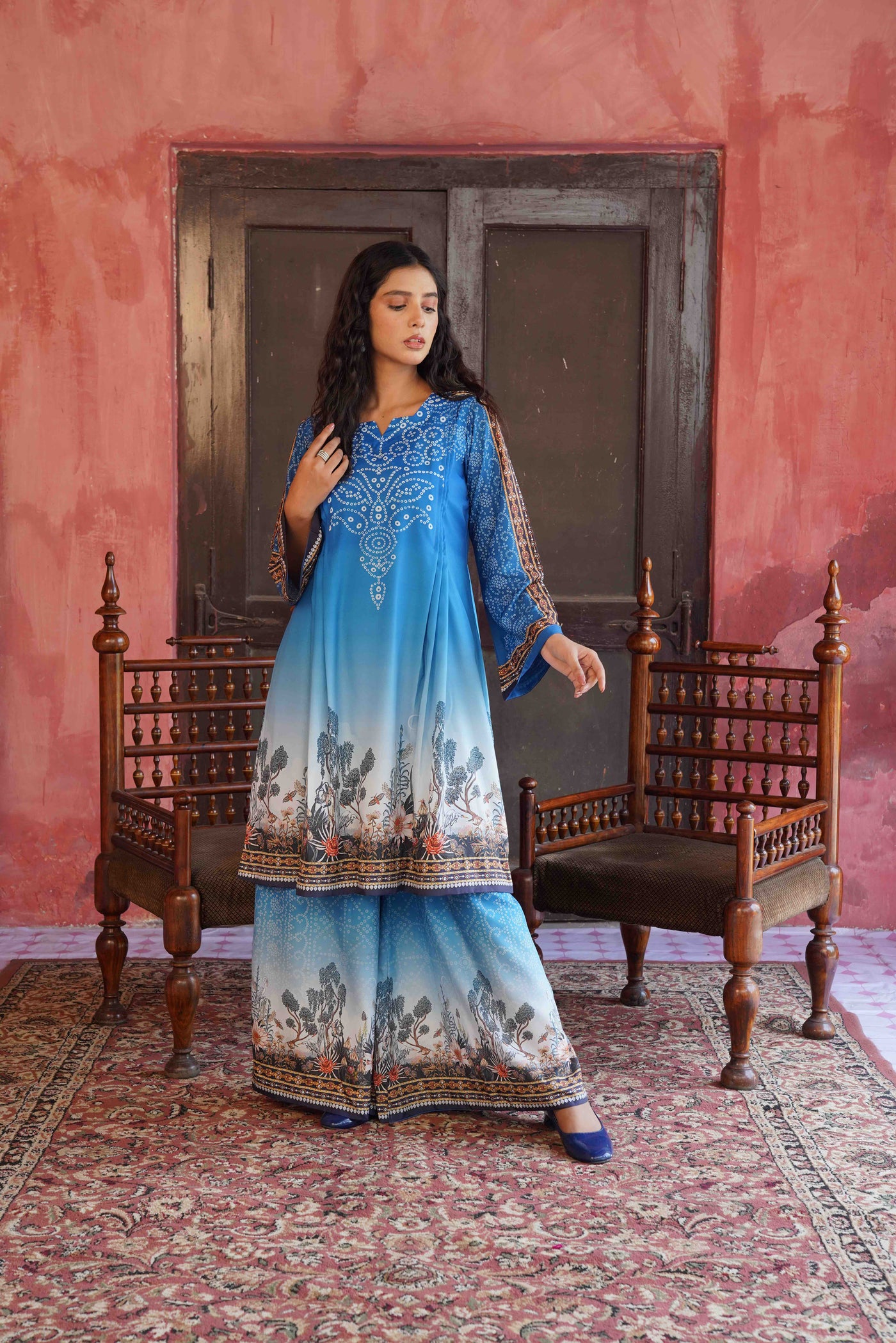 Azure Serenity - Printed Co-Ord Set